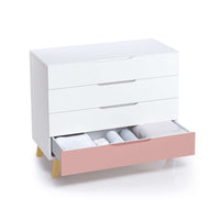Cassettiera neonati (4 cassetti) bianco con gambe di legno · Lifestyle D247R