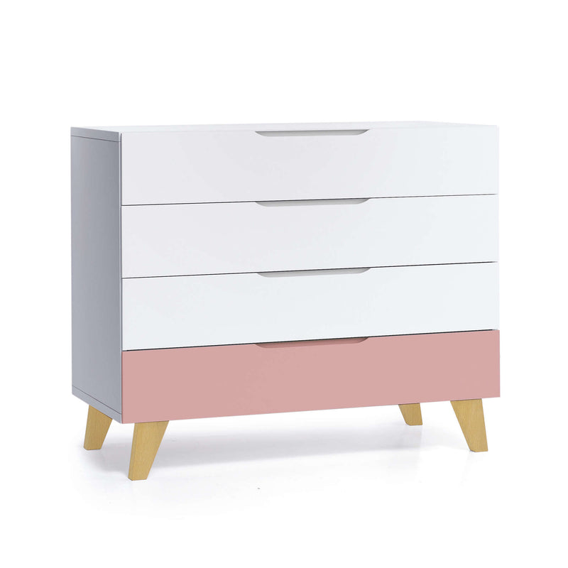 Cassettiera neonati (4 cassetti) bianco con gambe di legno · Lifestyle D247R