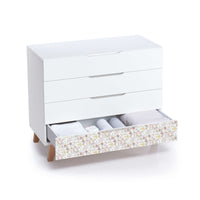 Cassettiera bambini bianco/legno con vinile fiori rosa · Lifestyle Liberty