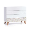 Cassettiera bambini bianco/legno con vinile fiori rosa · Lifestyle Liberty