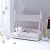 Letto Montessori bianco 90x200 cm con tessile grigio · Homy XL