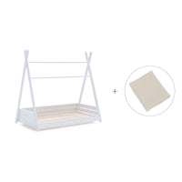 Letto Montessori bianco 70x140 cm con tessile beige · Homy