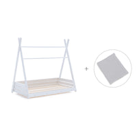 Letto Montessori bianco 70x140 cm con tessile grigio · Homy