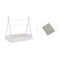 Letto Montessori bianco 70x140 cm con tessile verde · Homy