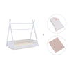 Letto Montessori bianco 70x140 cm con tessile foglie rosa · Homy