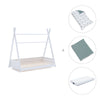 Letto Montessori bianco 70x140 cm con tessile verde eucalipto · Homy