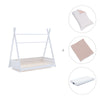 Letto Montessori bianco 70x140 cm con tessile foglie rosa · Homy