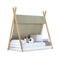 Letto-casetta Montessori in legno 70x140 cm con tessile Espuma do mar · Homy Life