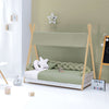 Letto Montessori legno 90x200 cm con tessile verde · Homy Life XL