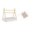 Letto Montessori legno 70x140 cm con tessile foglie rosa · Homy Life