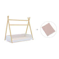 Letto Montessori legno 70x140 cm con tessile foglie rosa · Homy Life