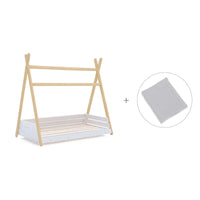 Letto Montessori legno 70x140 cm con tessile grigio · Homy Life