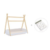 Letto-casetta Montessori in legno 70x140 cm con tessile Natura · Homy Life