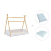 Letto-casetta Montessori in legno 70x140 cm con tessile Mint · Homy Life