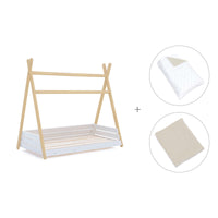 Letto Montessori legno 70x140 cm con tessile beige · Homy Life