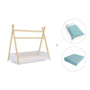 Letto-casetta Montessori in legno 70x140 cm con tessile Mare · Homy Life