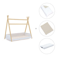 Letto Montessori legno 70x140 cm con tessile beige · Homy Life