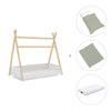 Letto Montessori legno 70x140 cm con tessile verde · Homy Life