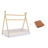 Letto junior Montessori legno 90x200 cm con tessile Ariake · Homy Life XL