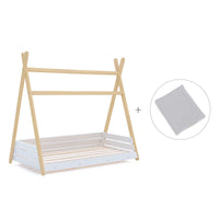Letto Montessori legno 90x200 cm con tessile grigio · Homy Life XL