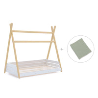 Letto Montessori legno 90x200 cm con tessile verde · Homy Life XL