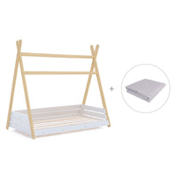 Letto junior Montessori legno 90x200 cm con tessile Carezza · Homy Life XL