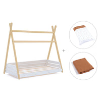 Letto junior Montessori legno 90x200 cm con tessile Ariake · Homy Life XL