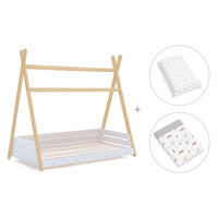 Letto junior Montessori legno 90x200 cm con tessile Taiga · Homy Life XL