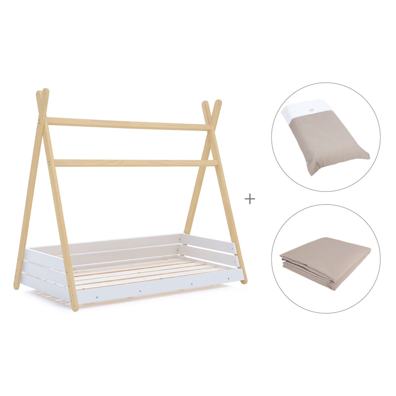 Letto junior Montessori legno 90x200 cm con tessile Arena · Homy Life XL