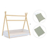 Letto Montessori legno 90x200 cm con tessile verde · Homy Life XL