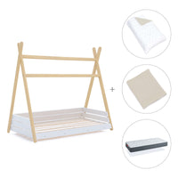 Letto Montessori legno 90x200 cm con tessile beige · Homy Life XL