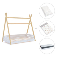 Letto junior Montessori legno 90x200 cm con tessile Taiga · Homy Life XL