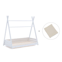 Letto Montessori bianco 90x200 cm con tessile beige · Homy XL