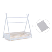 Letto Montessori bianco 90x200 cm con tessile grigio · Homy XL
