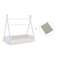 Letto Montessori bianco 90x200 cm con tessile verde · Homy XL