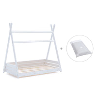 Letto Montessori a casetta 90x200 cm bianco con tessile Galaxy · Homy XL