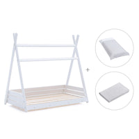 Letto Montessori a casetta 90x200 cm bianco con tessile Galaxy · Homy XL