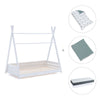 Letto Montessori bianco 90x200 cm con tessile verde eucalipto · Homy XL