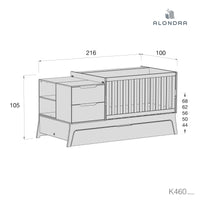 Medidas cuna convertible 70x140 cm ZEN de Alondra K460