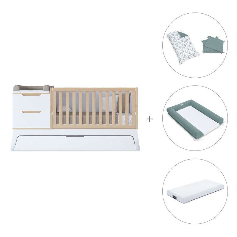 Lettino trasformabile bianco/legno 70x140 cm · Zen K460C-M8411