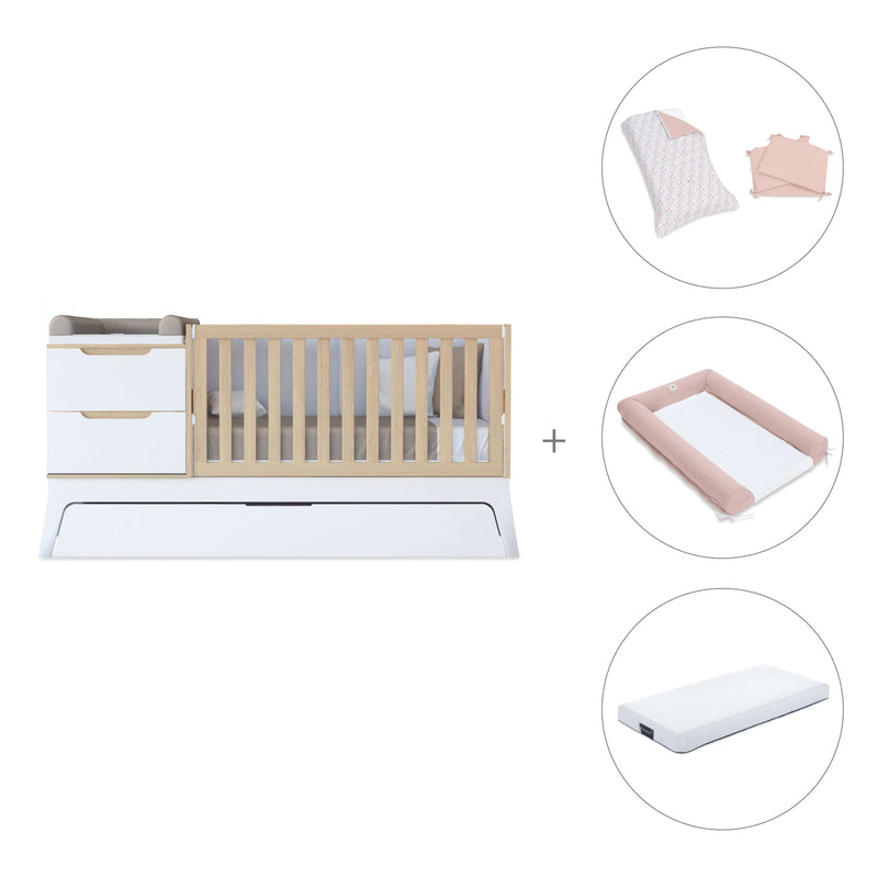 Lettino trasformabile bianco/legno 70x140 cm · Zen K460C-M8411