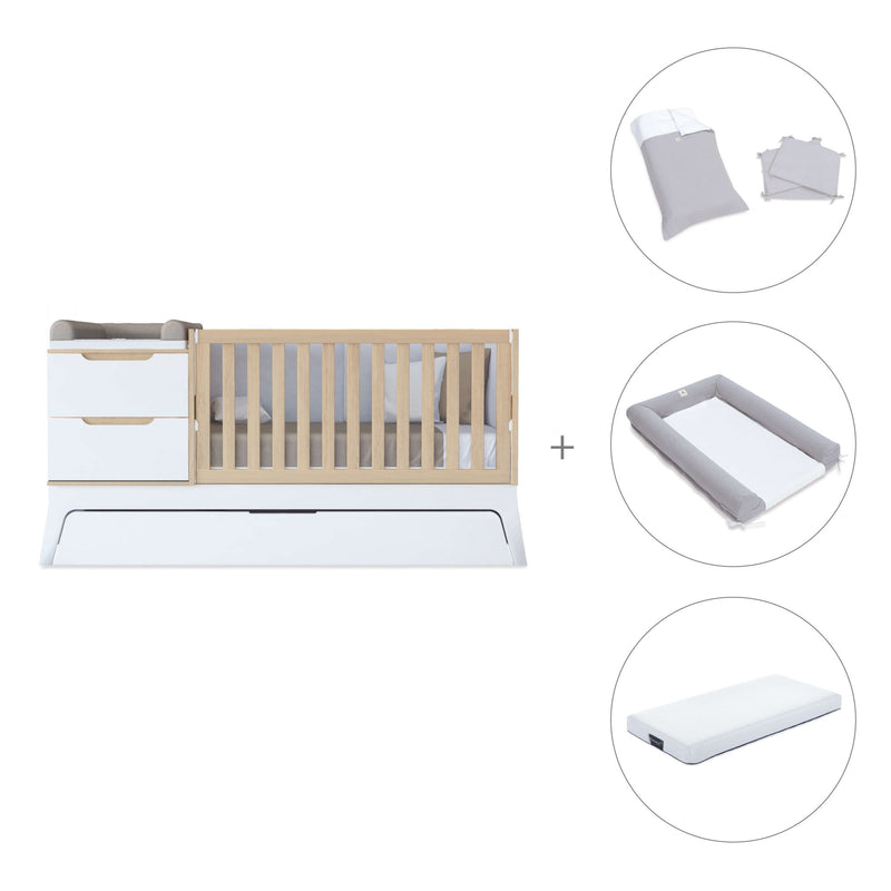 Lettino trasformabile bianco/legno 70x140 cm · Zen K460C-M8411