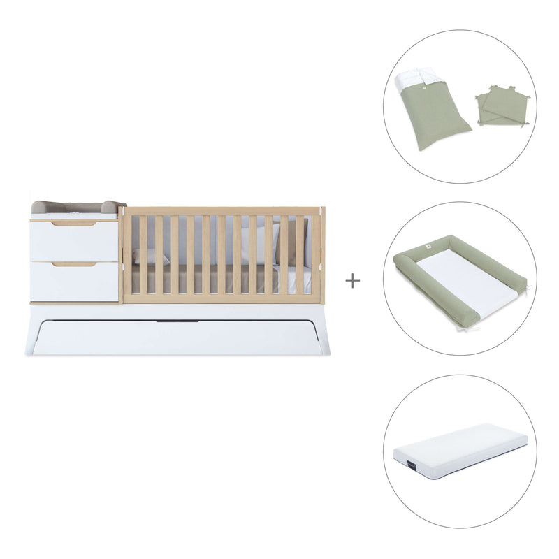 Lettino trasformabile bianco/legno 70x140 cm · Zen K460C-M8411