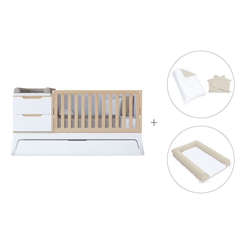 Lettino trasformabile bianco/legno 70x140 cm · Zen K460C-M8411