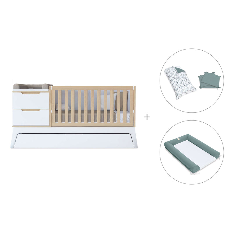 Lettino trasformabile bianco/legno 70x140 cm · Zen K460C-M8411