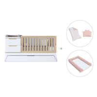 Lettino trasformabile bianco/legno 70x140 cm · Zen K460C-M8411