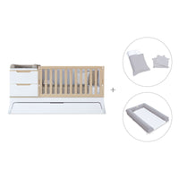 Lettino trasformabile bianco/legno 70x140 cm · Zen K460C-M8411