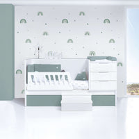Lettino trasformabile 70x140 cm bianco/eucalipto · Sero More Eucalyptus K546-M7757