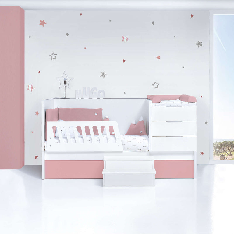 Lettino trasformabile 70x140 cm bianco/rosa · Sero More Quarzo K546-M7759