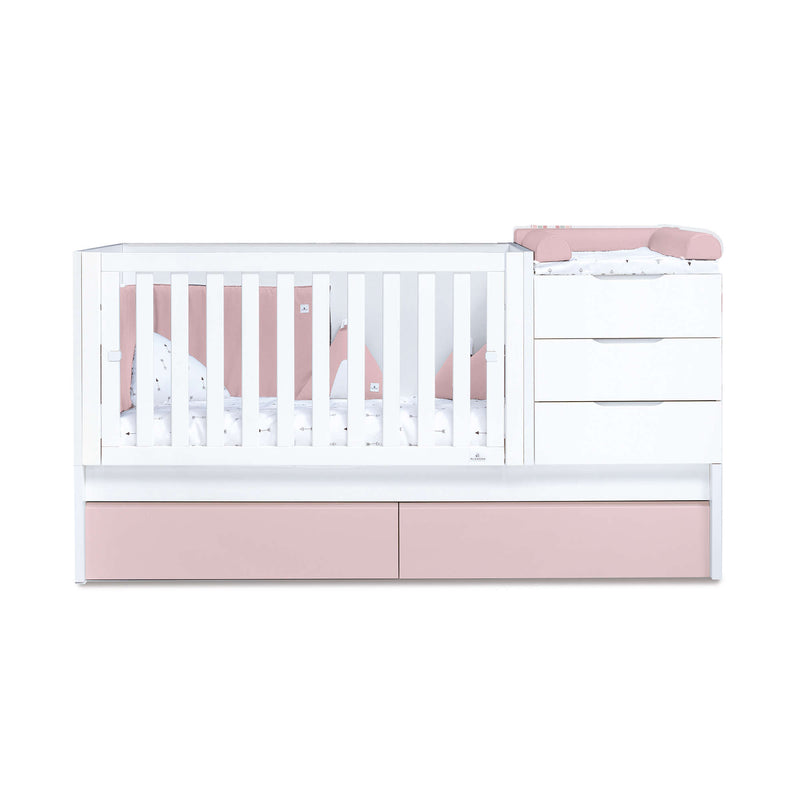 Lettino trasformabile 70x140 cm bianco/rosa chiaro · Sero More Flamingo K546-M7742
